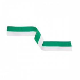 Medal Ribbon Green & White 22mm wide with clip