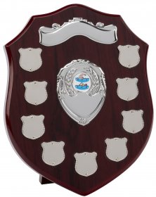 Perpetual Shield with 9 Record Shields 25.5cm