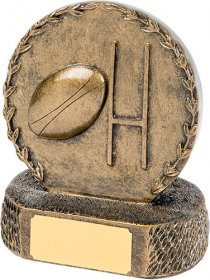 Rugby Ball & Posts Resin Trophy 12.5cm