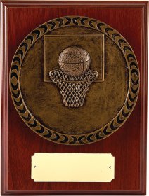 Basketball Resin on Wooden Plaque 20.5cm