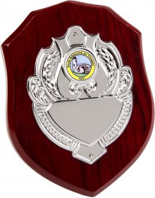 Shield Shape Wooden Plaque with Metal Front - 4 Sizes