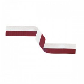 Medal Ribbon Maroon & White 22mm wide with clip