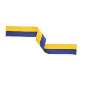 Medal Ribbon Blue & Yellow 22mm wide with clip