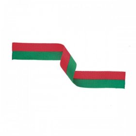 Medal Ribbon Green & Red 22mm wide with clip