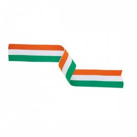 Medal Ribbon Green, White & Orange 22mm wide with clip