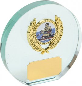 Oval Glass Wedge Plaque complete with Box - 3 Sizes