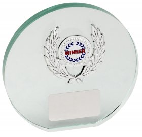 Oval Glass Wedge Plaque complete with Box - 3 Sizes