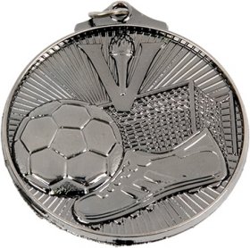 3D  Soccer Medal 50mm - Antique Gold & Antique Silver