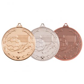Starboot Economy Football Medal 50mm - Gold, Silver & Bronze