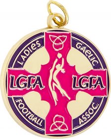 Enamel Ladies Gaelic Football Medal 38mm - Gold & Silver 