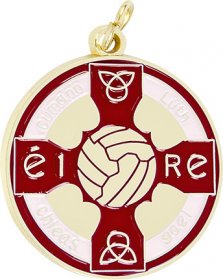 Enamel Gaelic Football Medal Red 38mm - Gold & Silver 