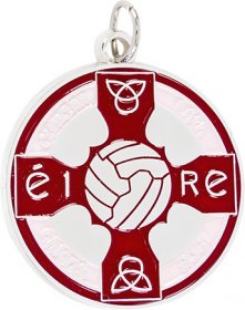 Enamel Gaelic Football Medal Red 38mm - Gold & Silver 