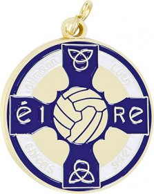 Enamel Gaelic Football Medal Blue 38mm - Gold & Silver 