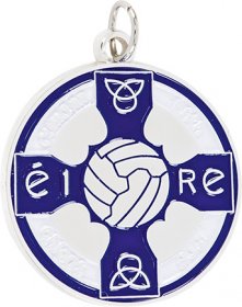 Enamel Gaelic Football Medal Blue 38mm - Gold & Silver 