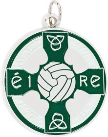 Enamel Gaelic Football Medal Green 38mm - Gold & Silver 