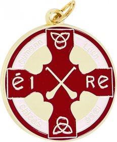 Enamel Hurling Medal Red 38mm - Gold & Silver 