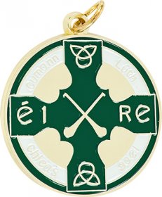 Enamel Hurling Medal Green 38mm - Gold & Silver 
