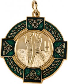 Enamel Gaelic Football Medal Male Green 33mm - Gold & Silver 