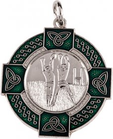 Enamel Gaelic Football Medal Male Green 33mm - Gold & Silver 
