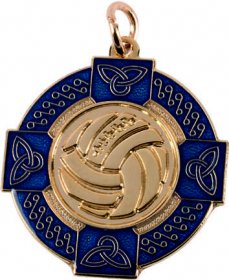 Enamel Gaelic Football Medal Blue 33mm - Gold & Silver 