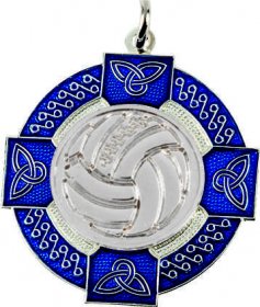 Enamel Gaelic Football Medal Blue 33mm - Gold & Silver 