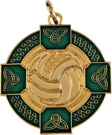 Enamel Gaelic Football Medal Green 33mm - Gold & Silver 