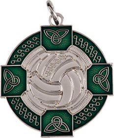 Enamel Gaelic Football Medal Green 33mm - Gold & Silver 