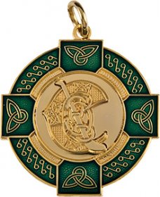 Enamel Camogie Medal Green 33mm - Gold & Silver 
