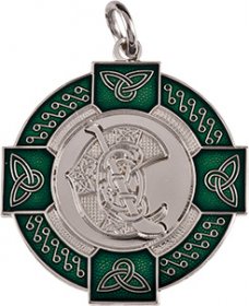 Enamel Camogie Medal Green 33mm - Gold & Silver 