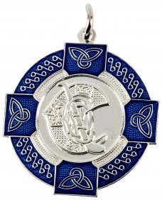 Enamel Camogie Medal Blue 33mm - Gold & Silver 