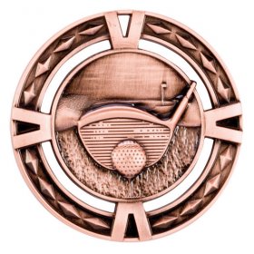 3D Golf Medal 60mm - Antique Gold, Antique Silver & Antique Bronze