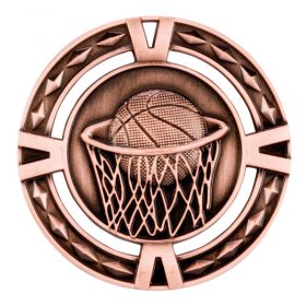 3D Basketball Medal 60mm - Antique Gold, Antique Silver & Antique Bronze