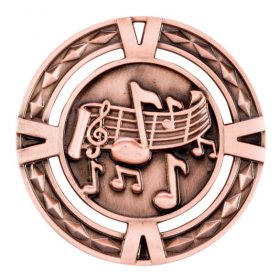 3D Music Medal 60mm - Antique Gold, Antique Silver & Antique Bronze