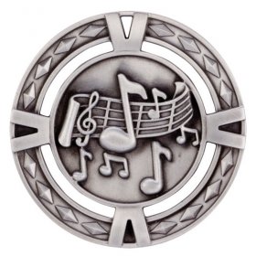 3D Music Medal 60mm - Antique Gold, Antique Silver & Antique Bronze