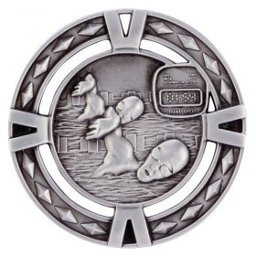 3D Swimming Medal 60mm - Antique Gold, Antique Silver & Antique Bronze