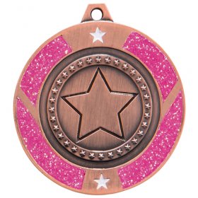 Glitter Star Medal Pink 50mm - Gold, Silver & Bronze