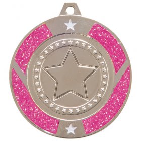 Glitter Star Medal Pink 50mm - Gold, Silver & Bronze