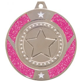 Glitter Star Medal Pink 50mm - Gold, Silver & Bronze