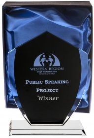 Black Coated Shield Glass Award - 2 Sizes