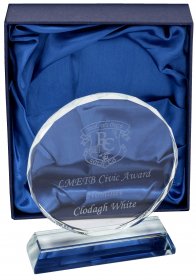Clear Glass Round Plaque with Cut Edge Detail - 3 Sizes