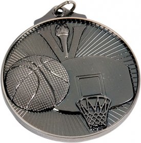 3D  Basketball Medal 50mm - Antique Gold & Antique Silver