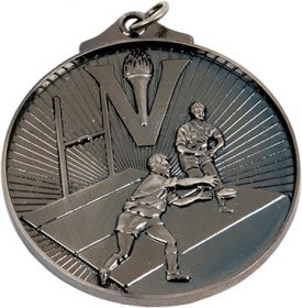 3D Rugby Medal 50mm - Antique Gold & Antique Silver
