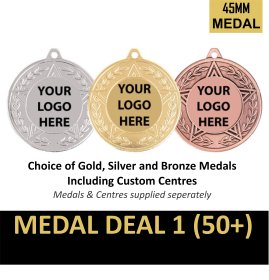  Medal Pack Deal 1 - 50+ qty 45mm Medals + Custom Centres