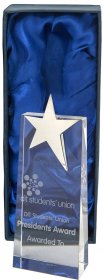 Crystal Glass Plaque with Metal Star - 2 Sizes