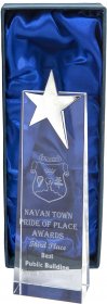 Crystal Glass Plaque with Metal Star - 2 Sizes