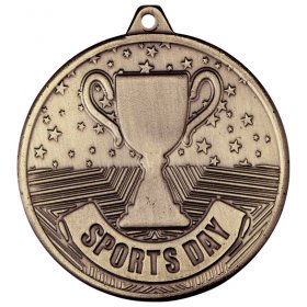 Medal & Ribbon Deal - Stamped Sports Day 50mm Iron Medals