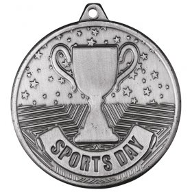 Medal & Ribbon Deal - Stamped Sports Day 50mm Iron Medals