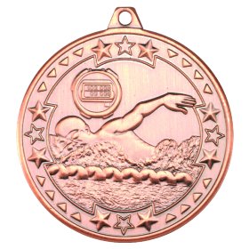 Swimming 'Tri Star' Medal Gold 50mm - Gold, Silver & Bronze