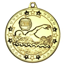 Swimming 'Tri Star' Medal Gold 50mm - Gold, Silver & Bronze