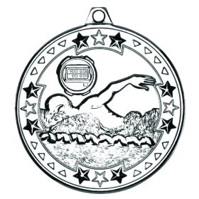 Swimming 'Tri Star' Medal Gold 50mm - Gold, Silver & Bronze